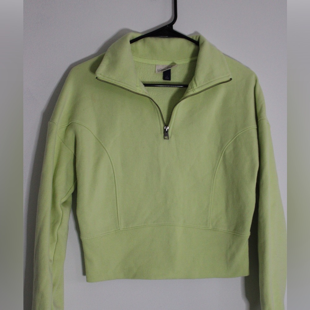 Universal Thread Cropped sweatshirt with zip - Lime color (Size S)